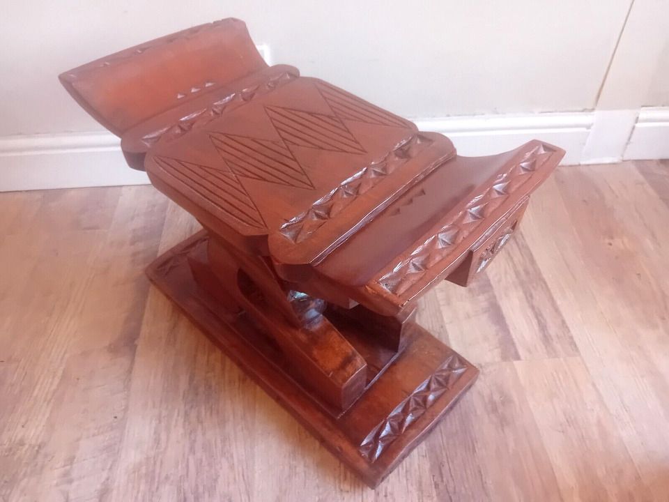 Ghanaian Ashanti African Mid Century Hardwood Wisdom Knot Stool photo for sale