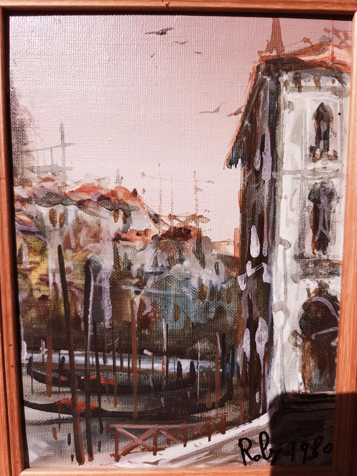 Small Oil On Canvas Of Venice, Signed By Artist & Dated 1980 photo for sale