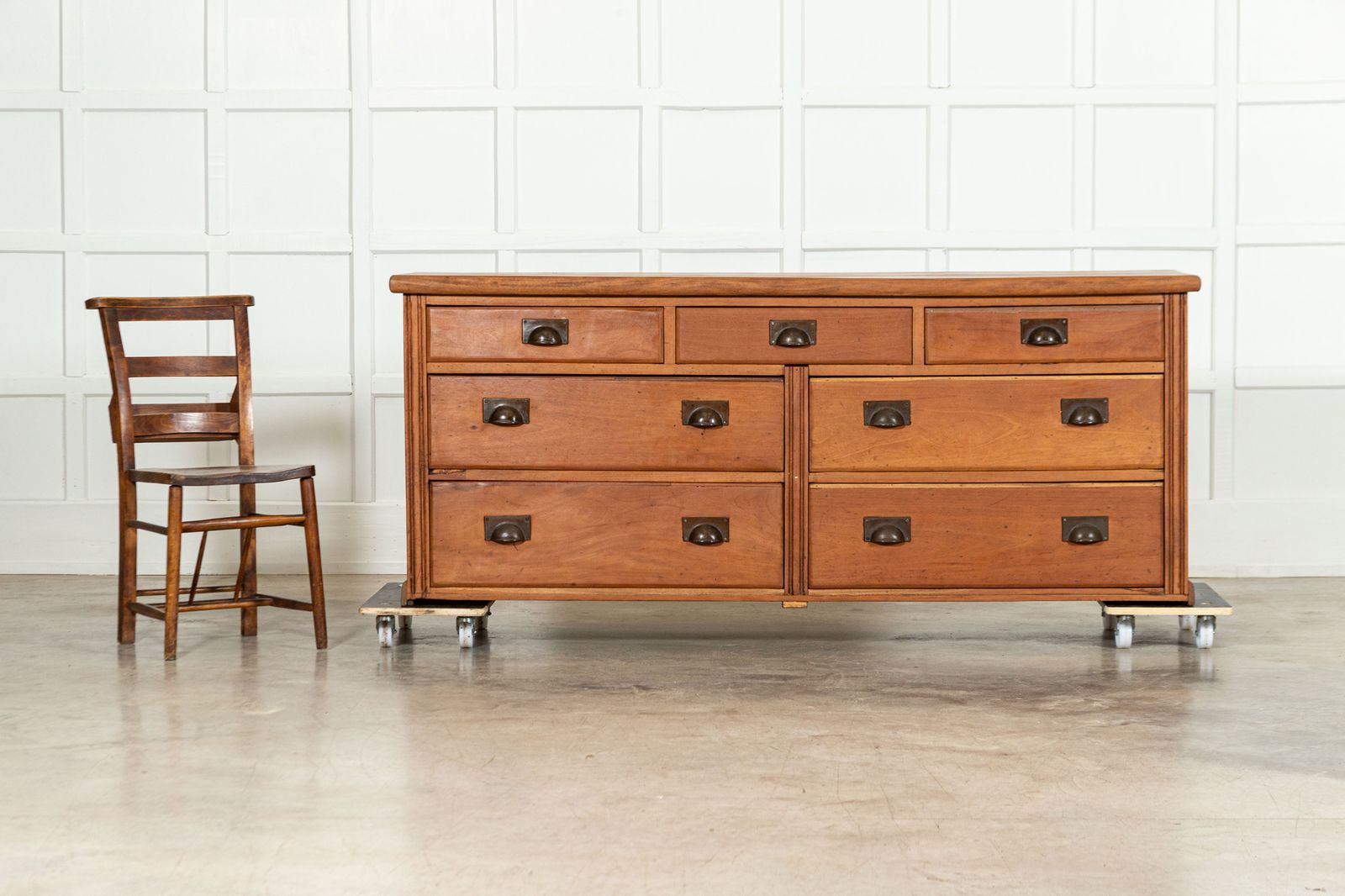 Large 19thc English Mahogany Bank Drawers photo for sale