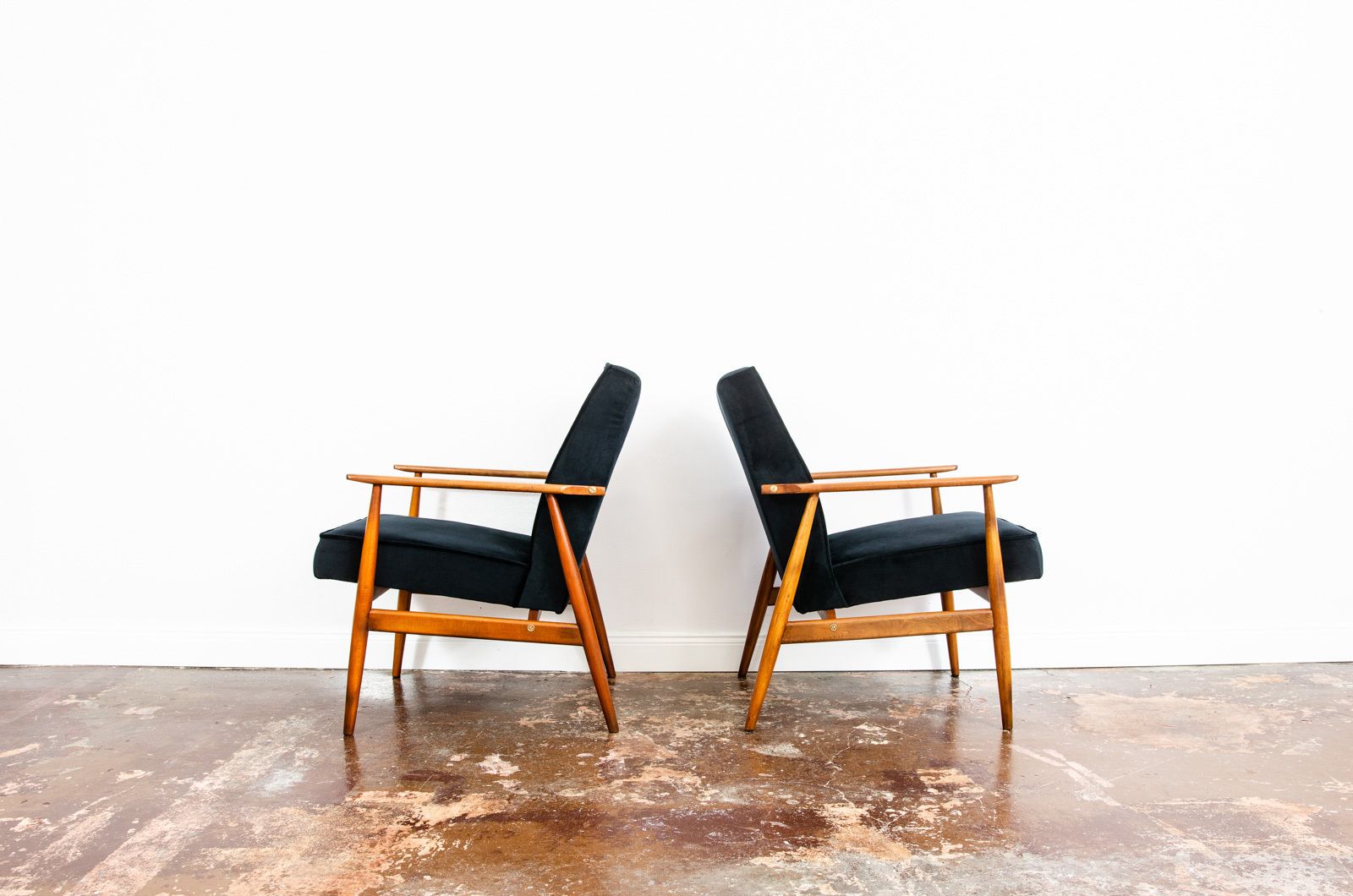 Pair Of Black Mid Century Armchairs By H. Lis, 1960's photo Furniture