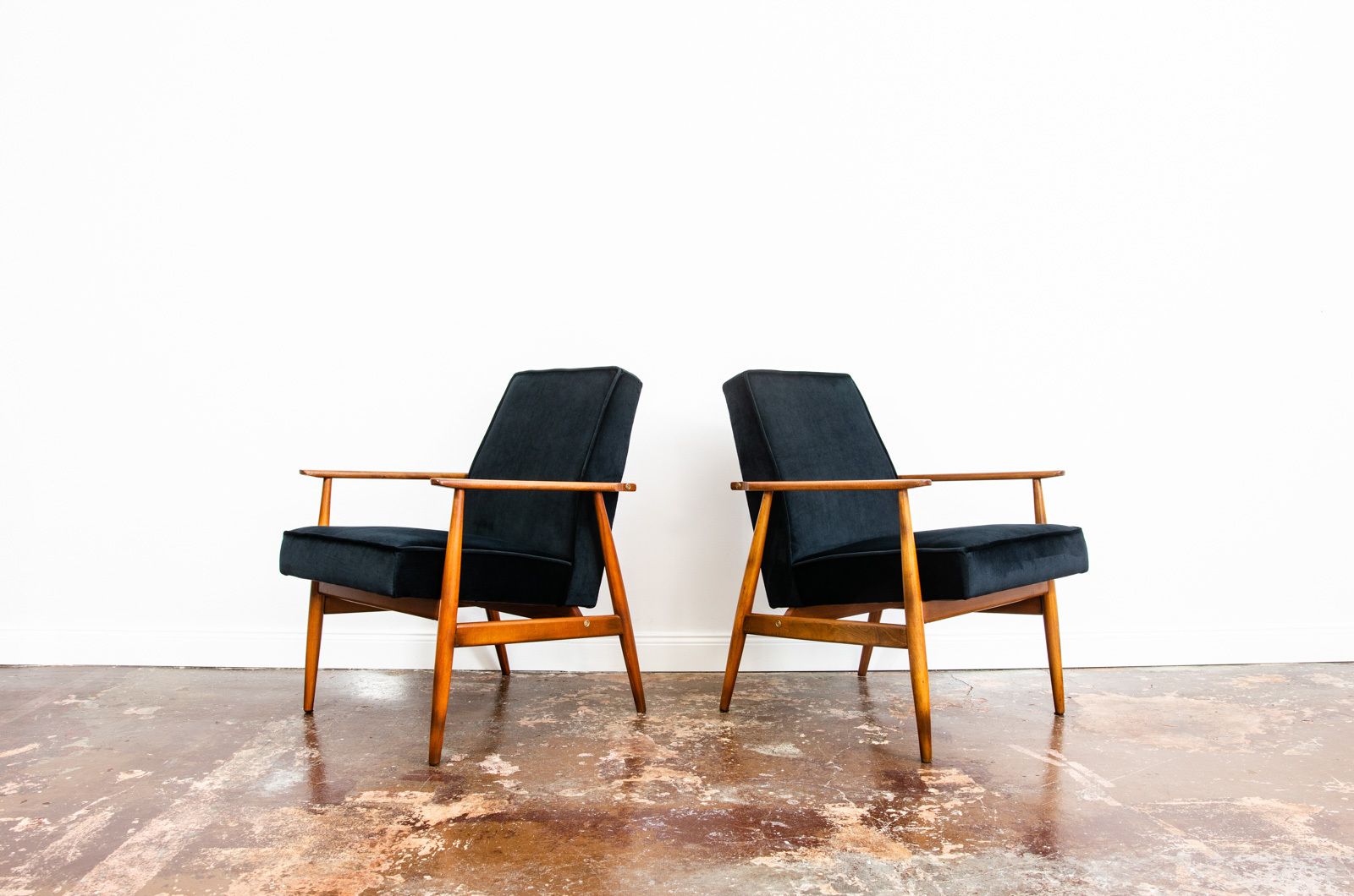 Pair Of Black Mid Century Armchairs By H. Lis, 1960's photo for sale