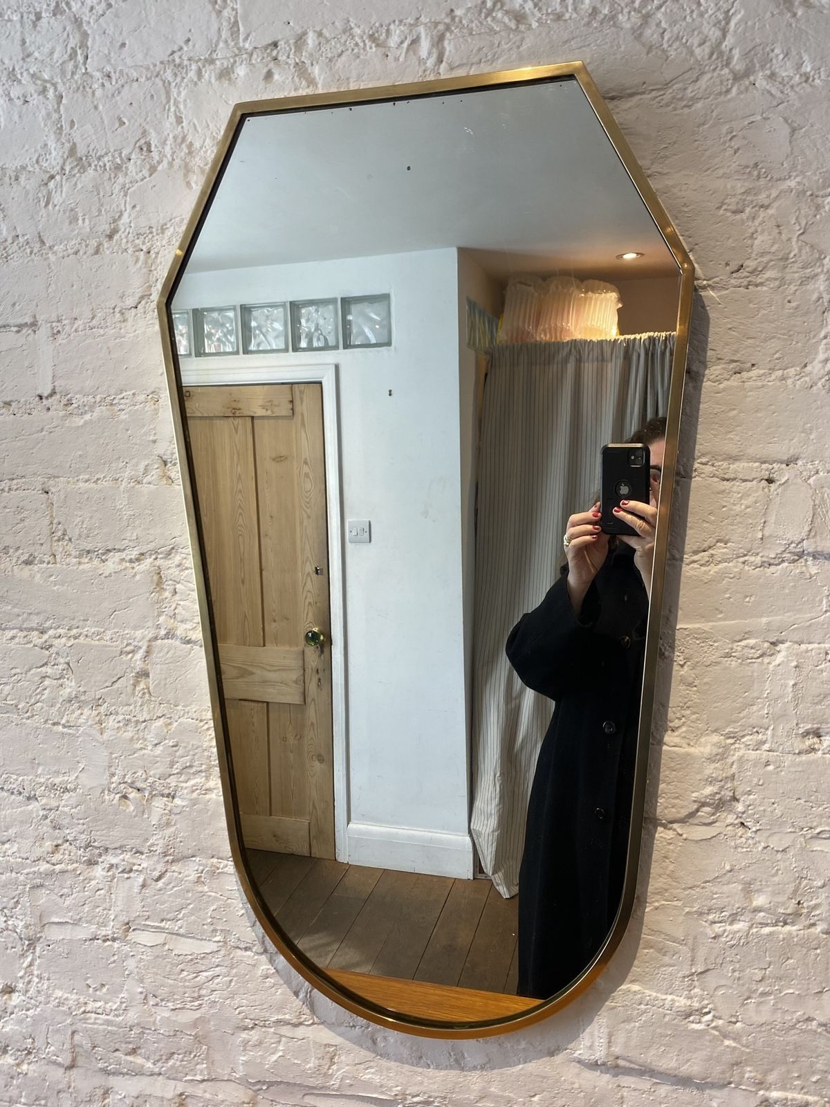Home Decor Mid Century Hollywood Regency Italian Brass Framed Mirror, 1950s photo