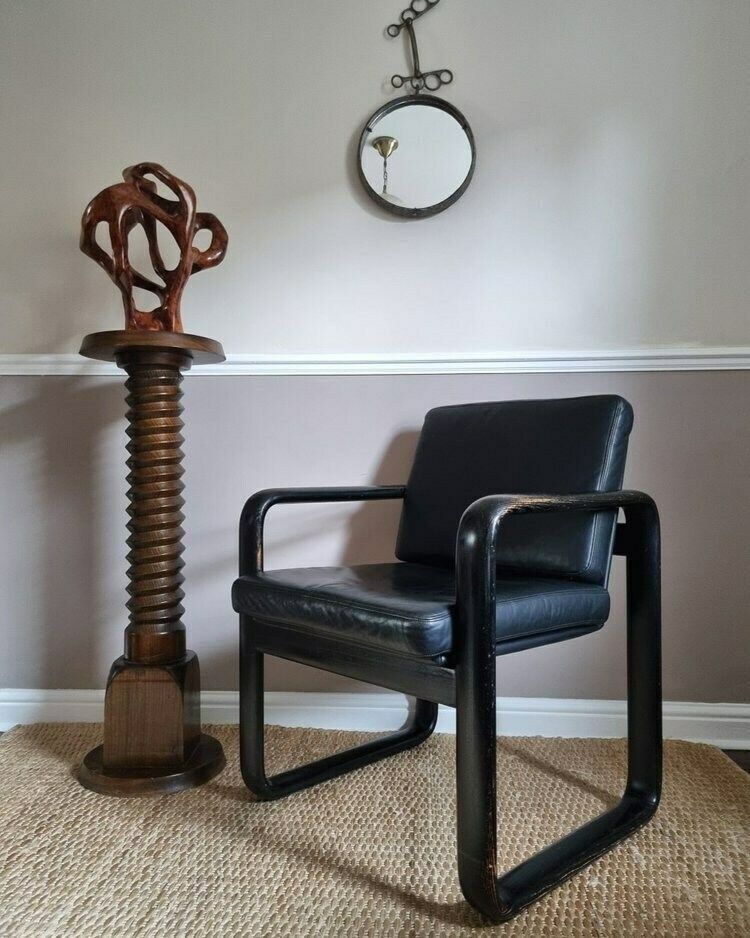 1970s Black Leather Hombre Armchair For Rosenthal photo furniture