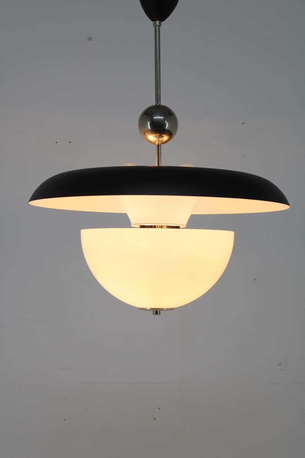 photo for sale 1930s Bauhaus Chandelier By Anyz, Czechoslovakia