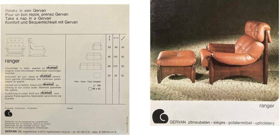 2132.0 Ranger Lounge Chair With Ottoman By Erik Deforce For Gervan Belgium, 1970. photo