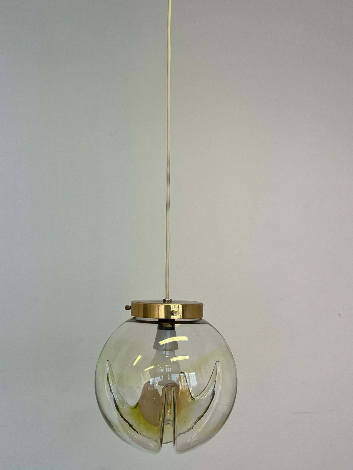 Set Of Three Brass And Artglass Murano Pendants   Italy, 1970s photo 999.0