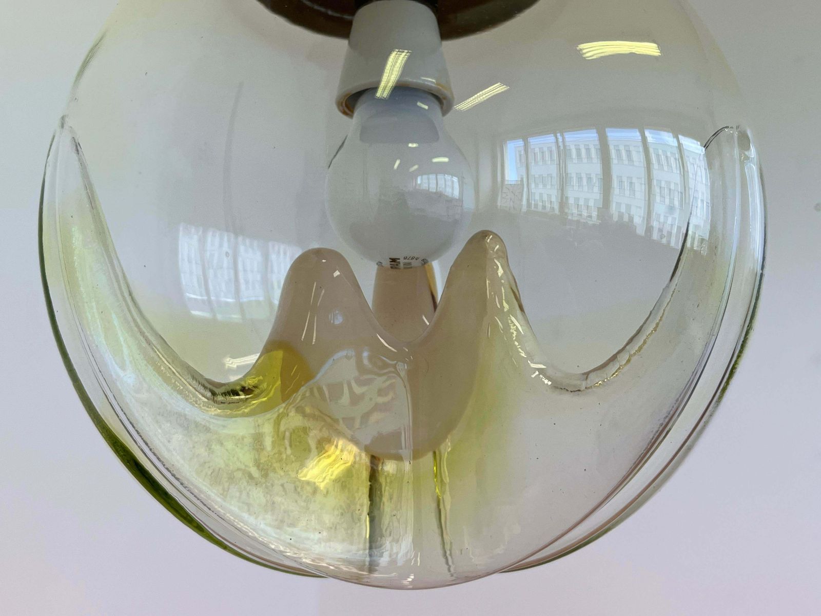 Set Of Three Brass And Artglass Murano Pendants   Italy, 1970s photo buy