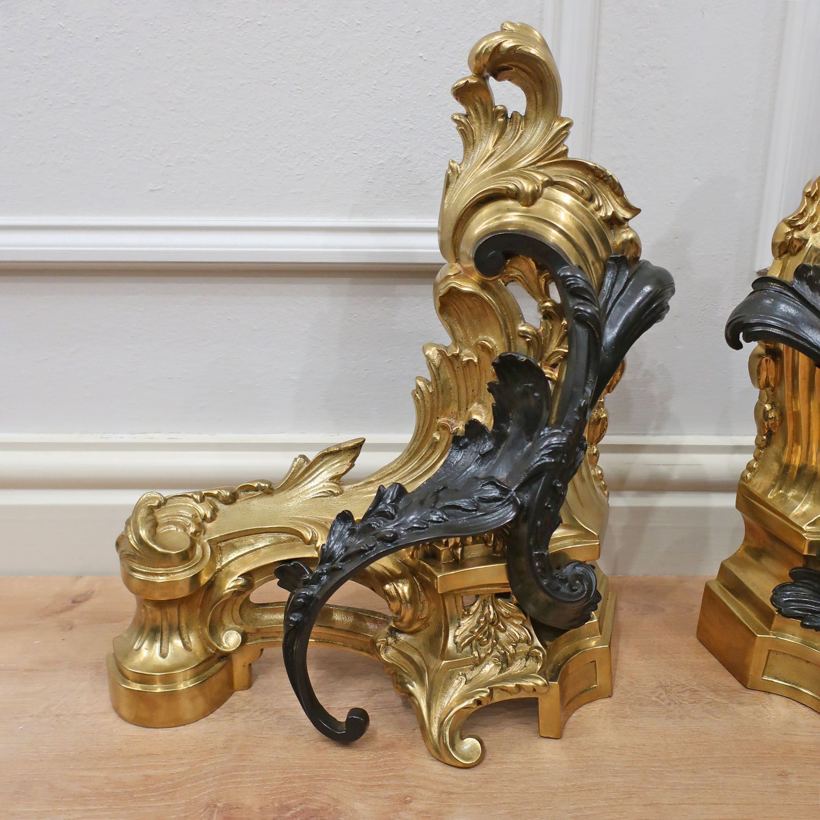 1275.0 French Victorian Bronze And Bronze Gilt Fire Dog Chenets photo