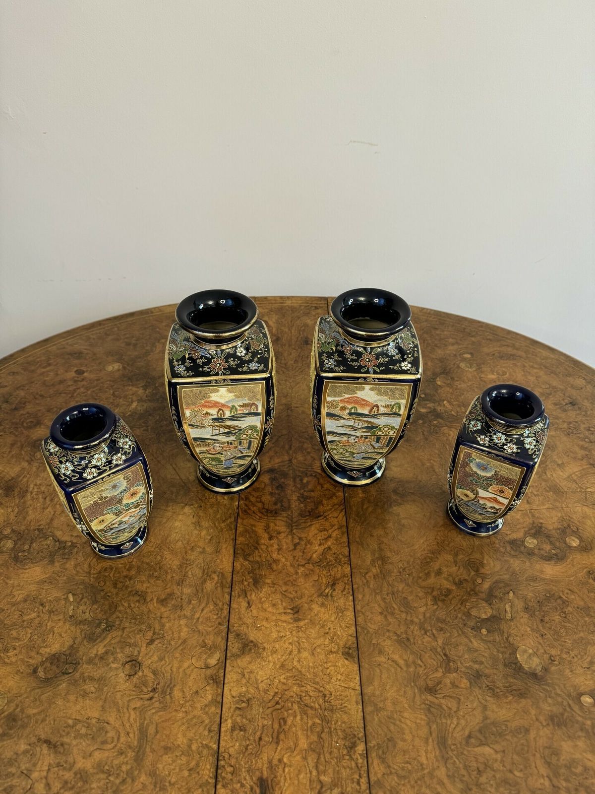 Outstanding Quality Antique Japanese Satsuma Vase Garniture photo Home Decor
