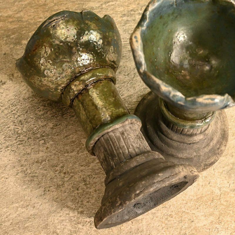 Studio Pottery Candle Holders, 1980s photo Home Decor