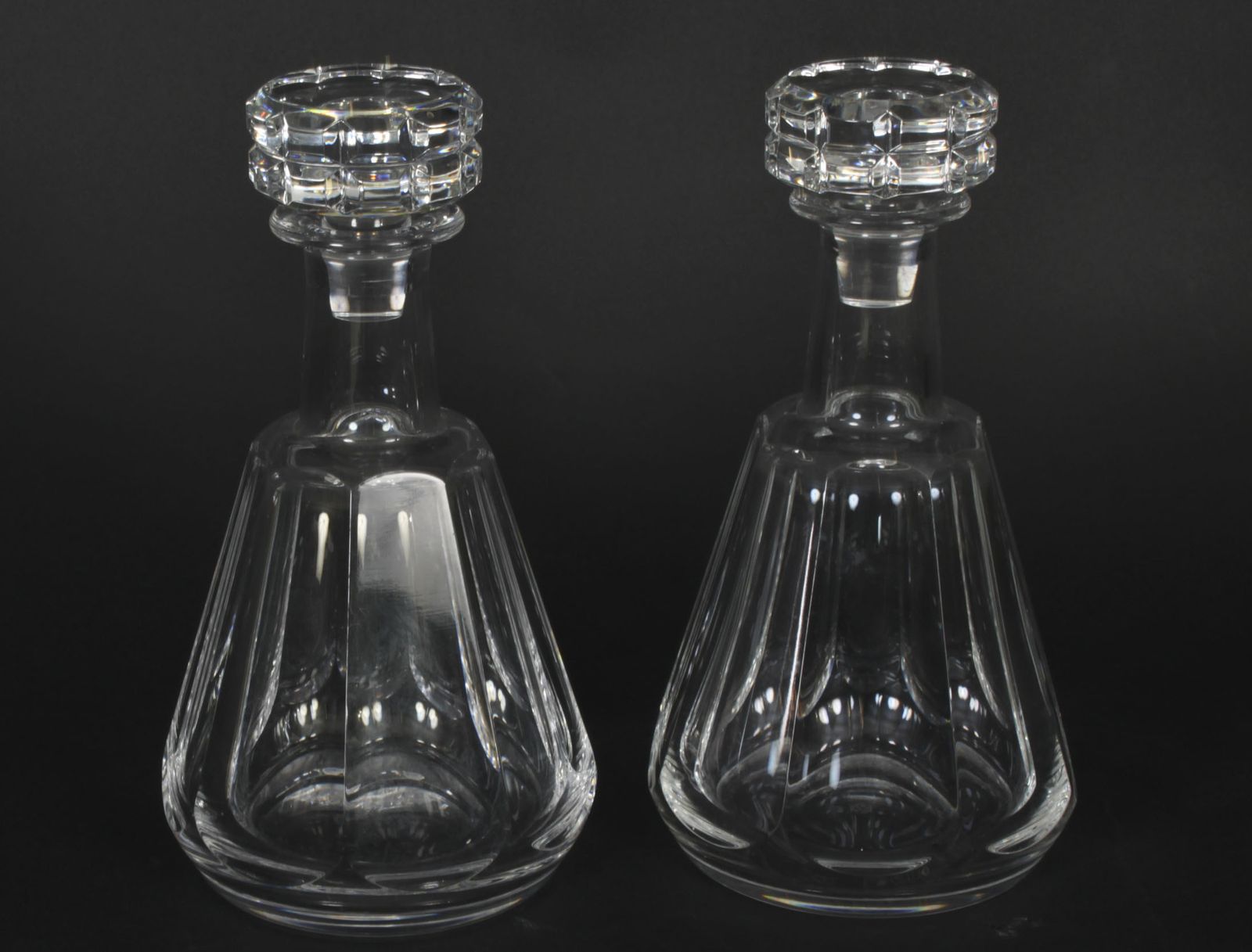 Vintage Pair Of Harcourt Talleyrand Crystal Decanters By Baccarat Mid 20th C