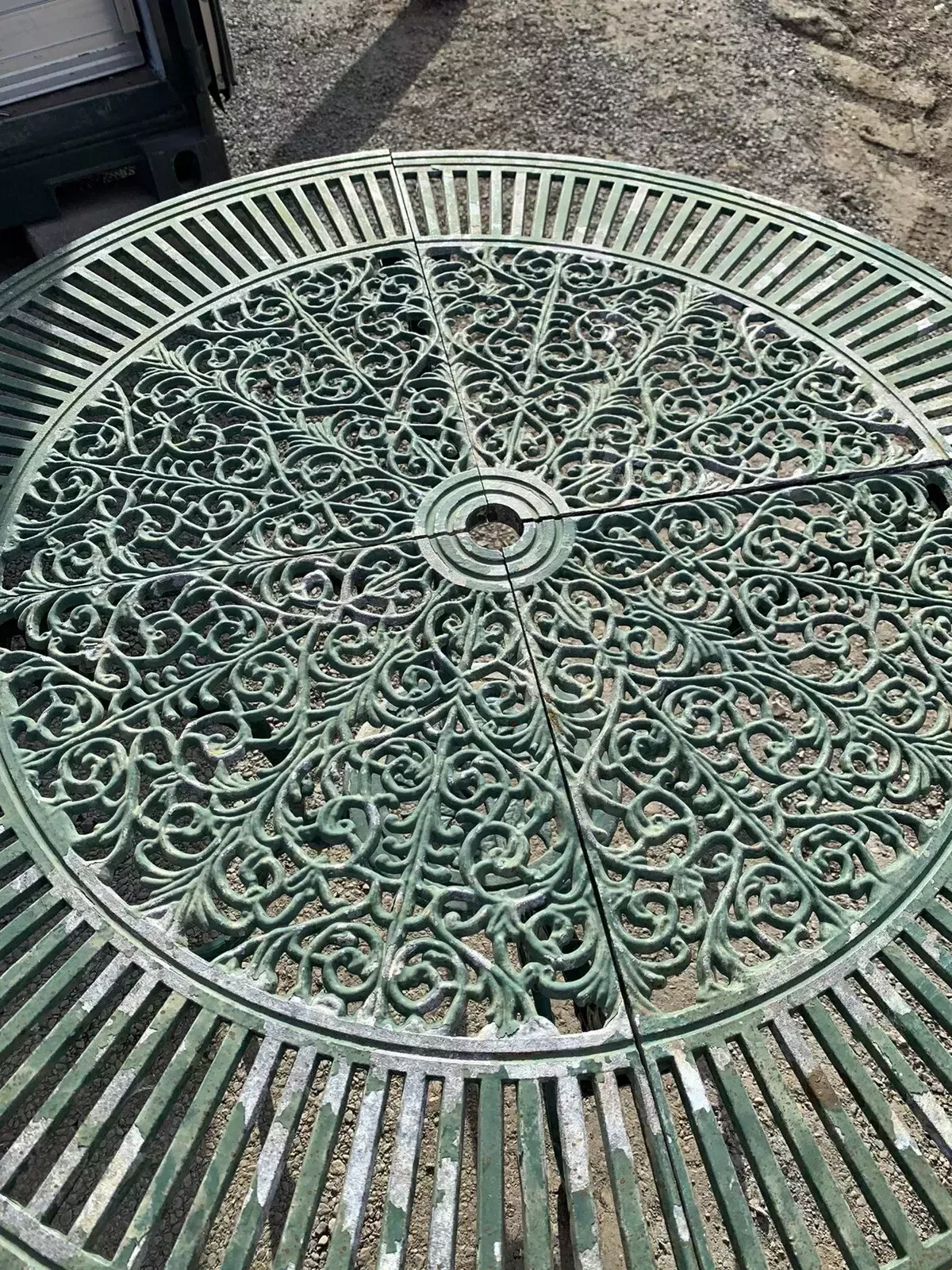 Vintage Heavy Cast Aluminium Garden Table photo furniture