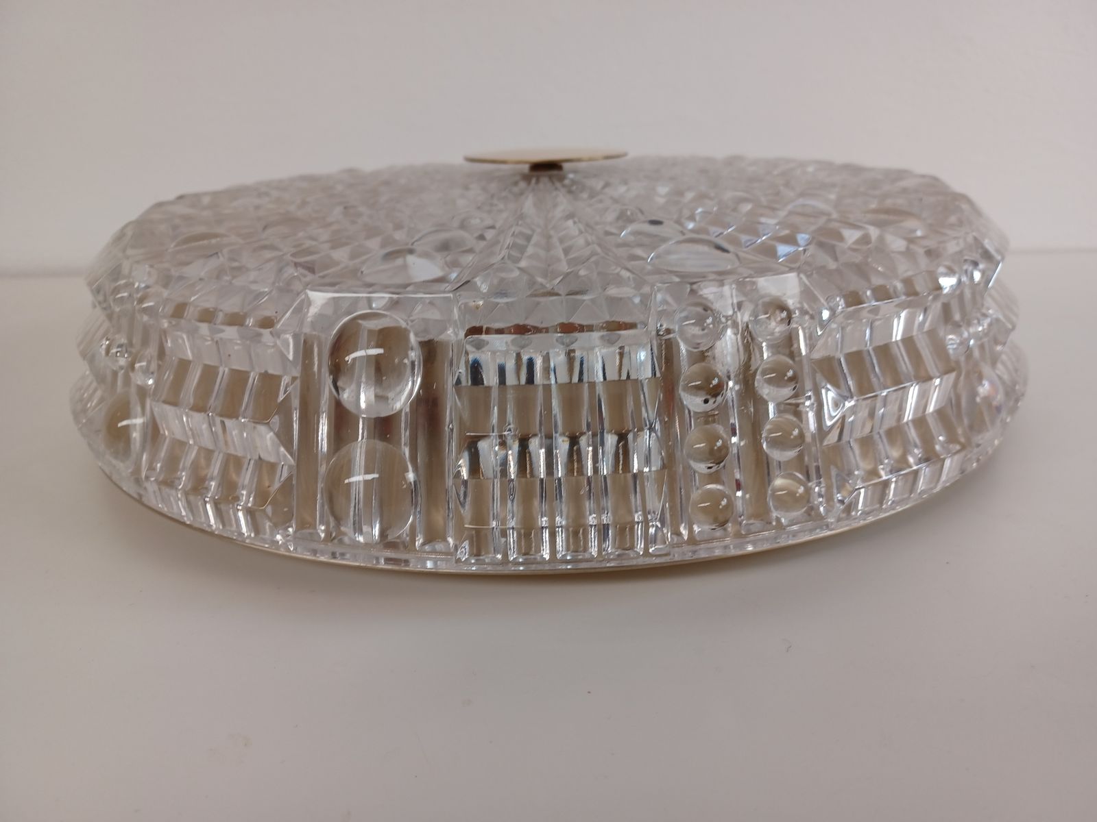 1960's Flushmount Chandelier In Glass And Brass By Carl Fagerlund For Lyfa photo for sale