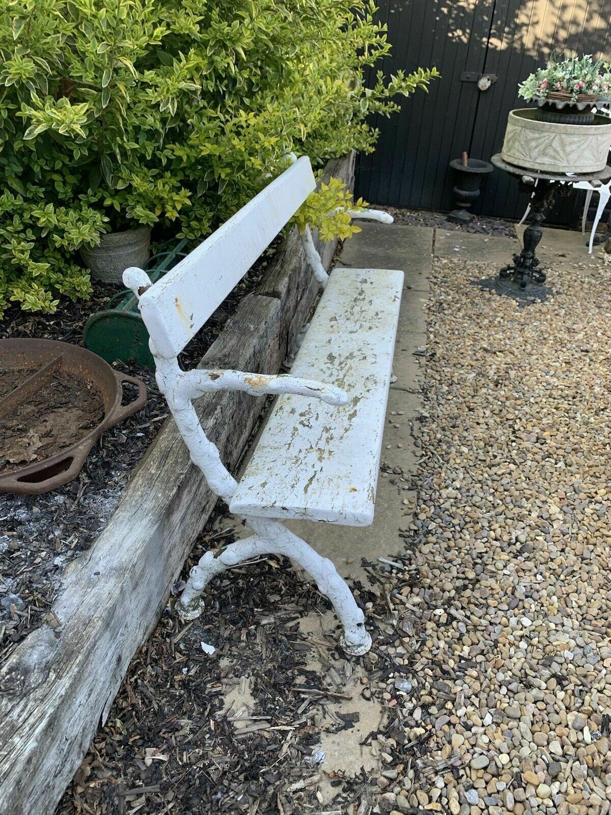 Victorian Garden Tree Trunk Cast Iron Bench photo 475.0