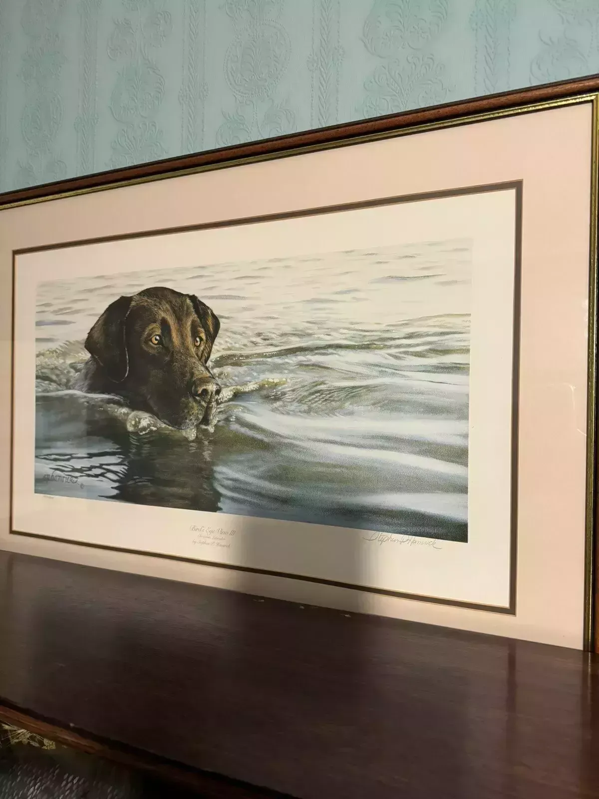 Birds Eye View Chocolate Labrador Stephen Hamrick Signed By Artist photo furniture