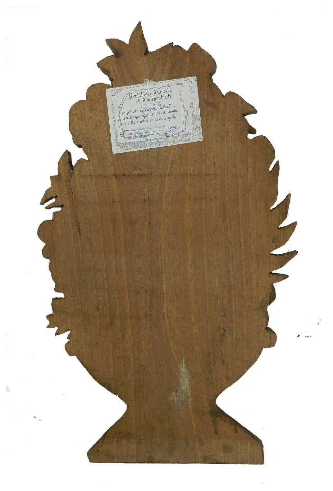 Art Deco Carved Wood Wall Placque Flower Basket French Signed photo vinterior