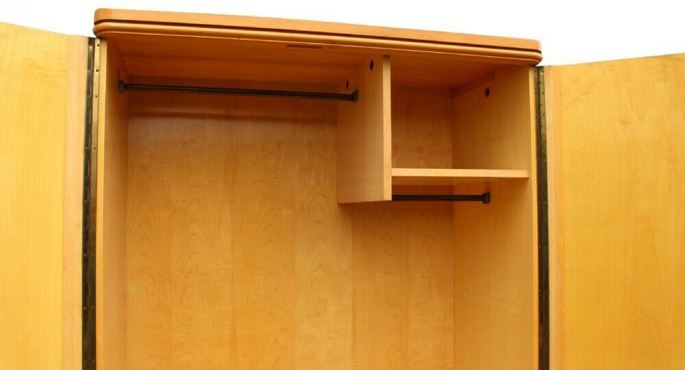 A French Art Deco Tiger Grain Birch Modernist Wardrobe, C1930 photo for sale