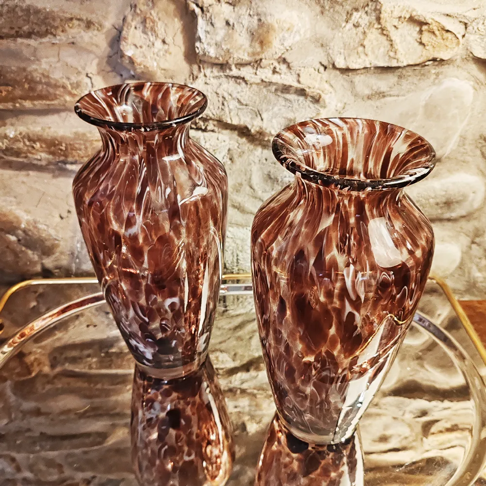 Vintage Pair Of Hand Made Vases In Murano Glass   1960s photo for sale