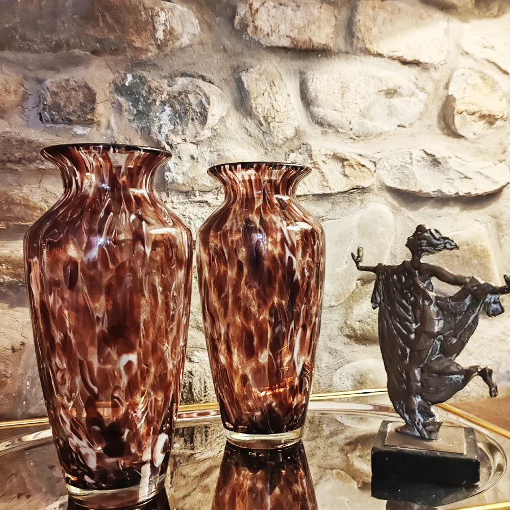Vintage Pair Of Hand Made Vases In Murano Glass   1960s photo furniture
