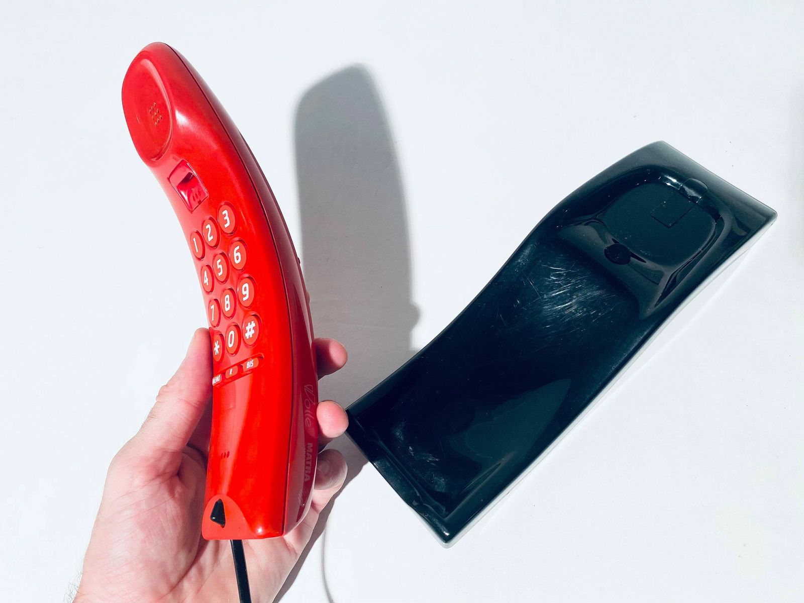 1980s Red Home Telephone Voile Matra / Vintage French Design photo Home Decor