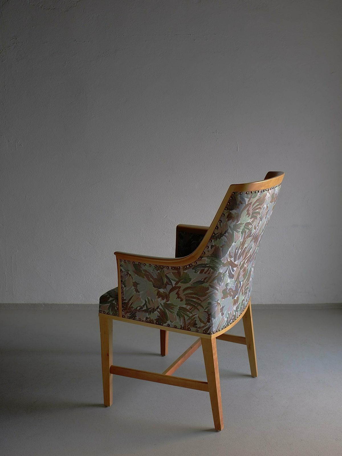Swedish Grace Floral Birch Wood Armchair photo vintage