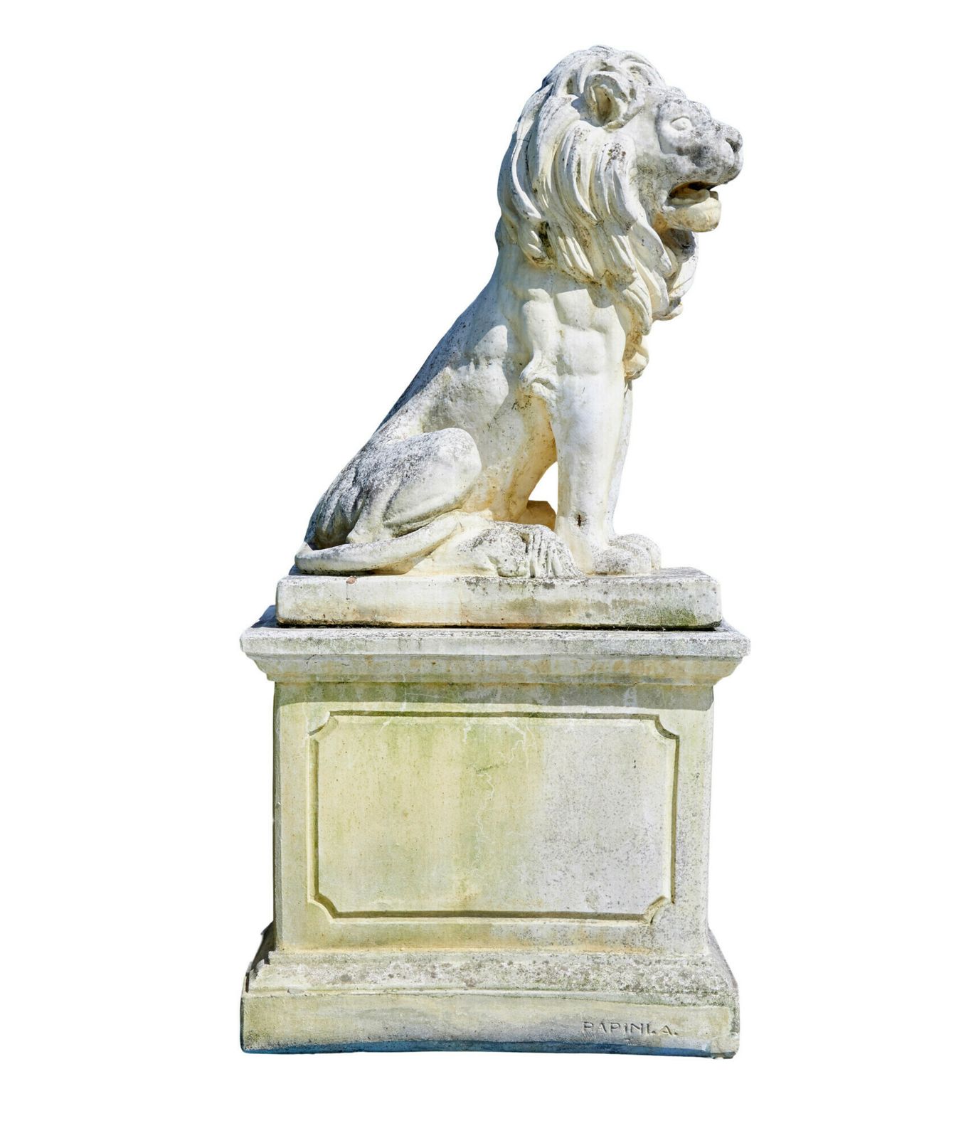 photo vintage Fine Pair Of Mid Century Carved Stone Lion Statues