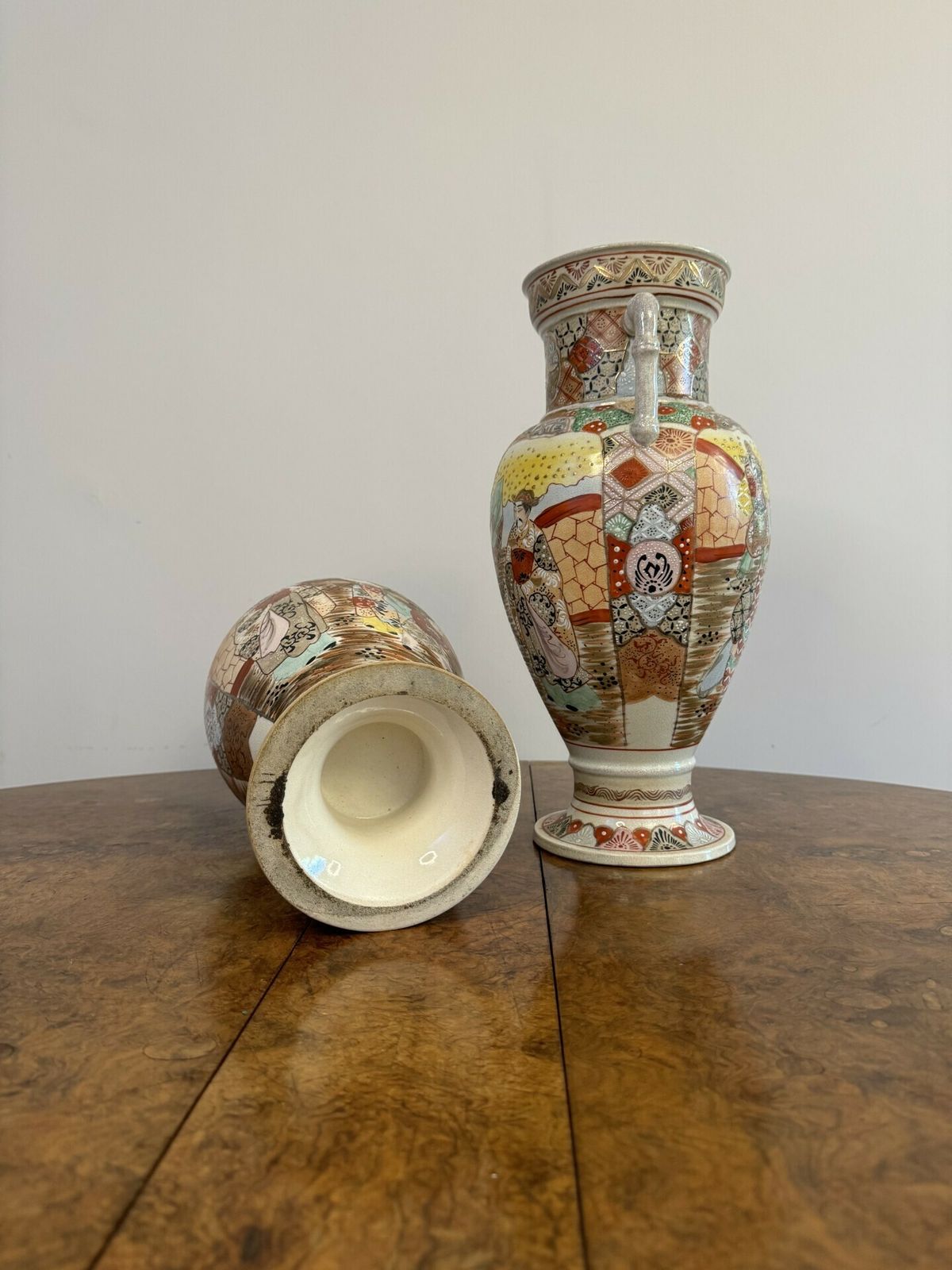 Quality Pair Of Large Antique Japanese Satsuma Vases photo furniture