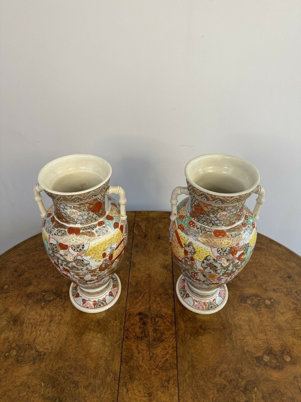 Quality Pair Of Large Antique Japanese Satsuma Vases photo 975.0