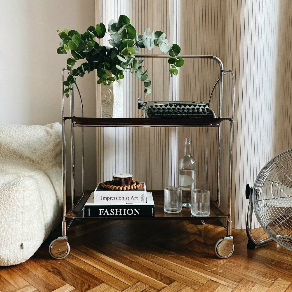Furniture Mid Century Modern German Bar Cart, 1970s photo