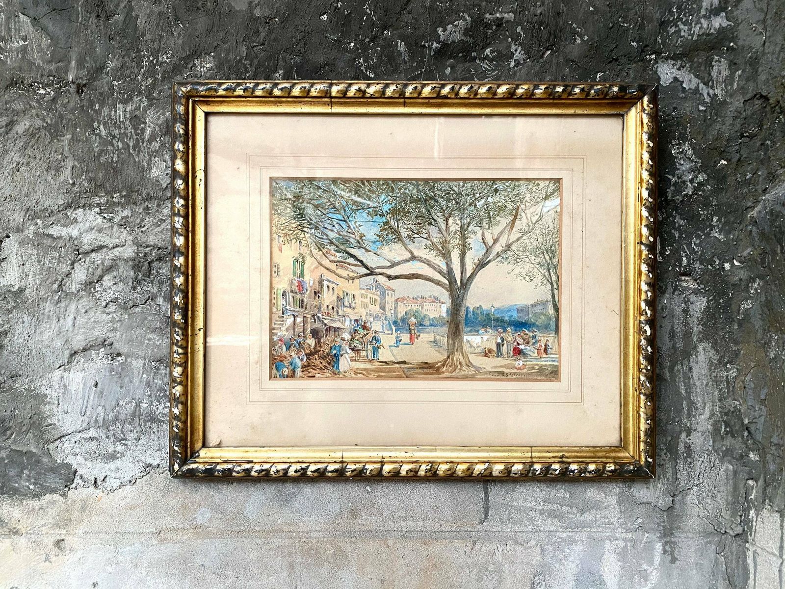 Emma Sophia Oliver (British 1819 1885) Original Signed Watercolour Painting   Continental Scene photo for sale