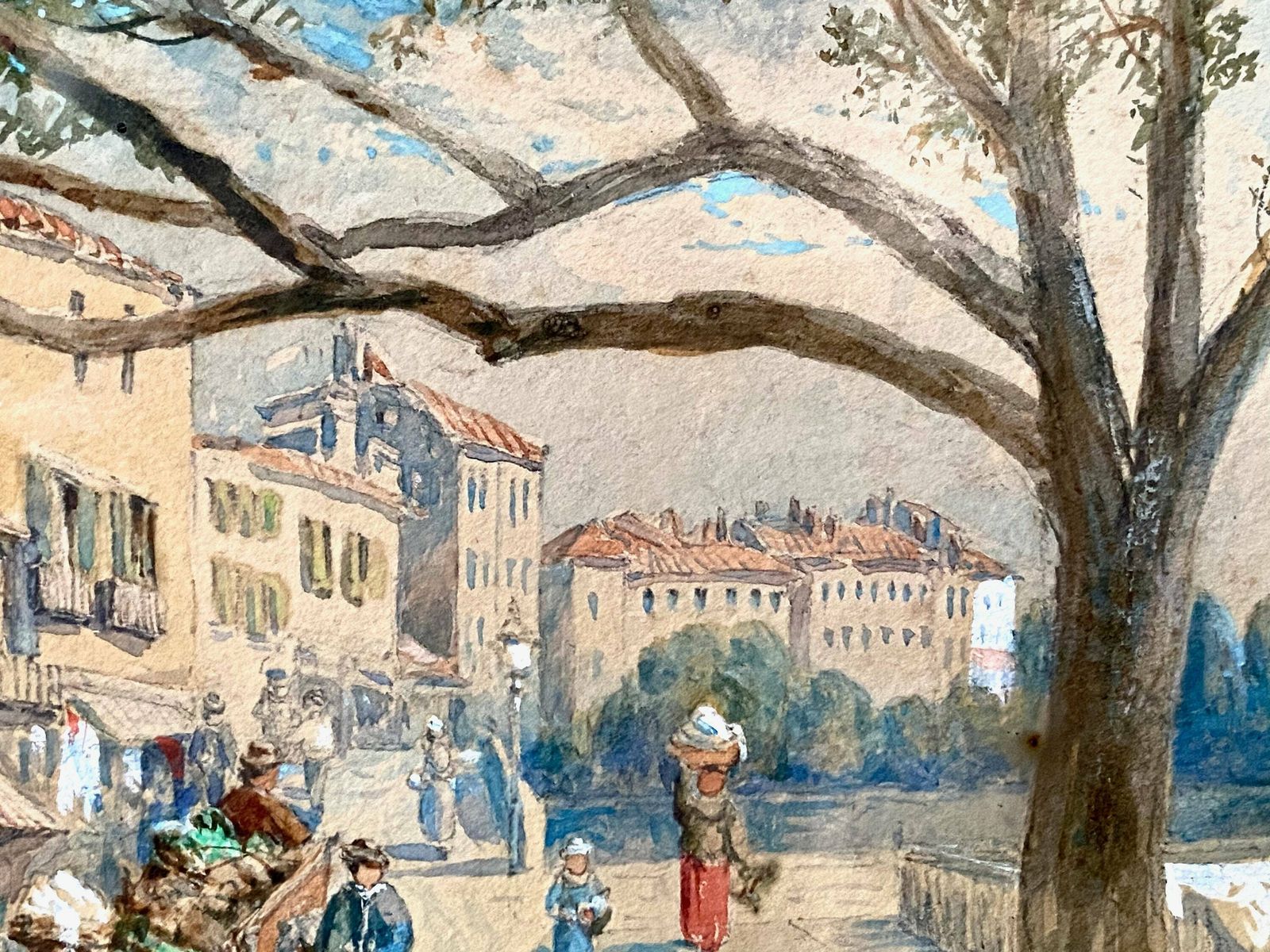 Emma Sophia Oliver (British 1819 1885) Original Signed Watercolour Painting   Continental Scene photo vintage