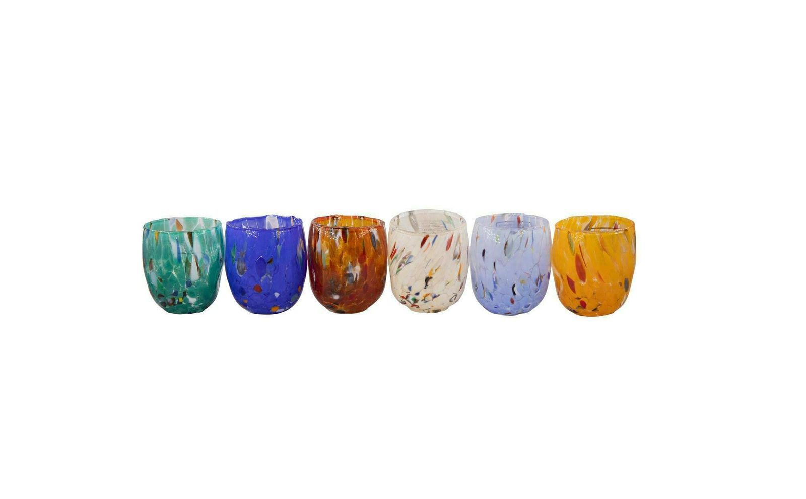 Bogotà, Set Of 6 Murano Shot Glasses Color "Multicolor" Handmade, Made In Italy