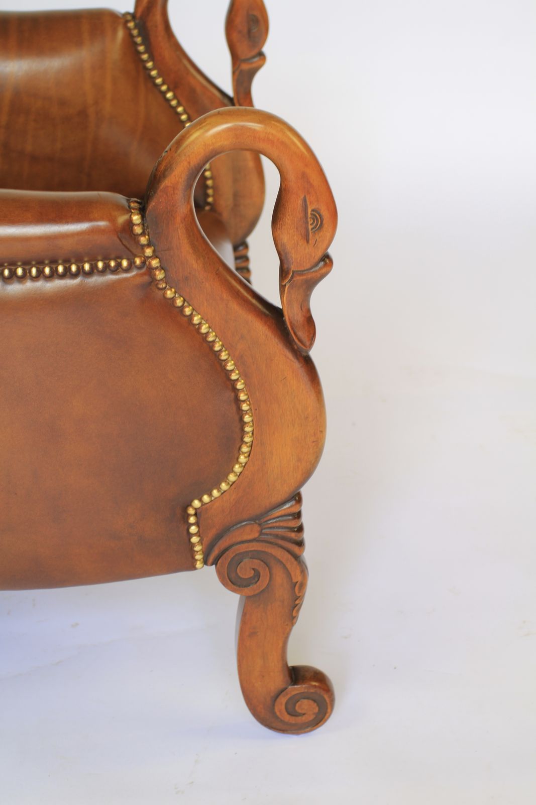 Library Reading Chair With Carved Swan Head Detail photo Furniture