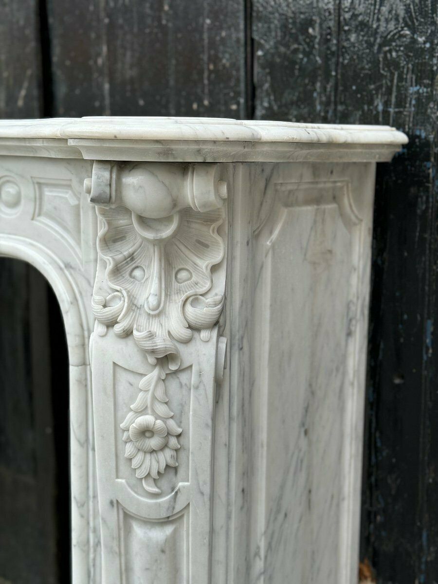 Louis XV Style Carrara Marble Mantel, Circa 1880 photo for sale