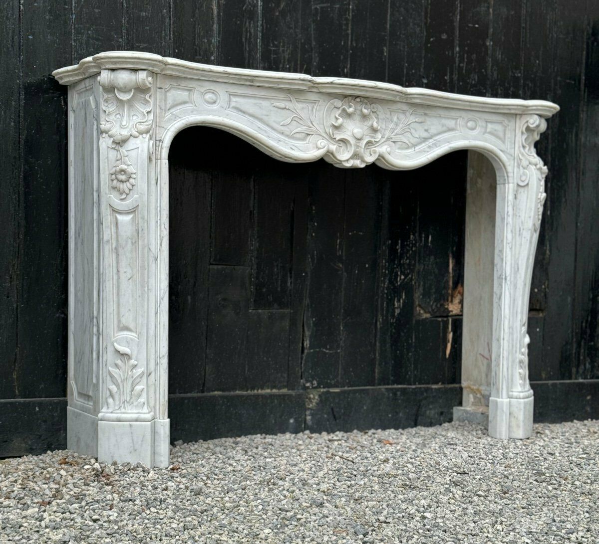 Louis XV Style Carrara Marble Mantel, Circa 1880 photo vinterior