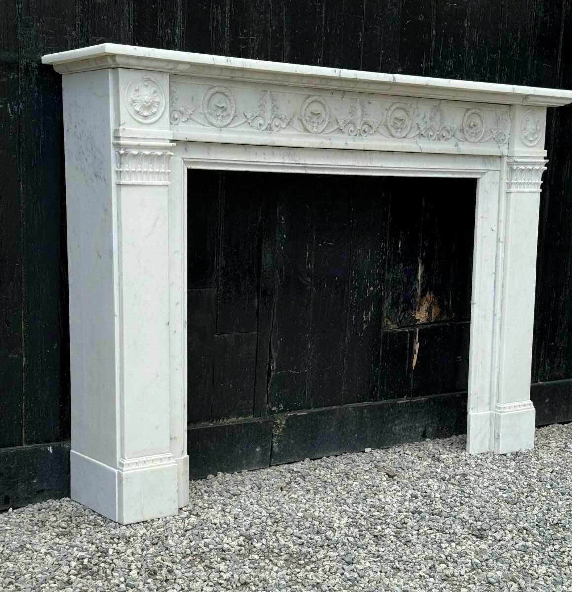 Louis XVI Style Carrara Marble Mantel Circa 1880