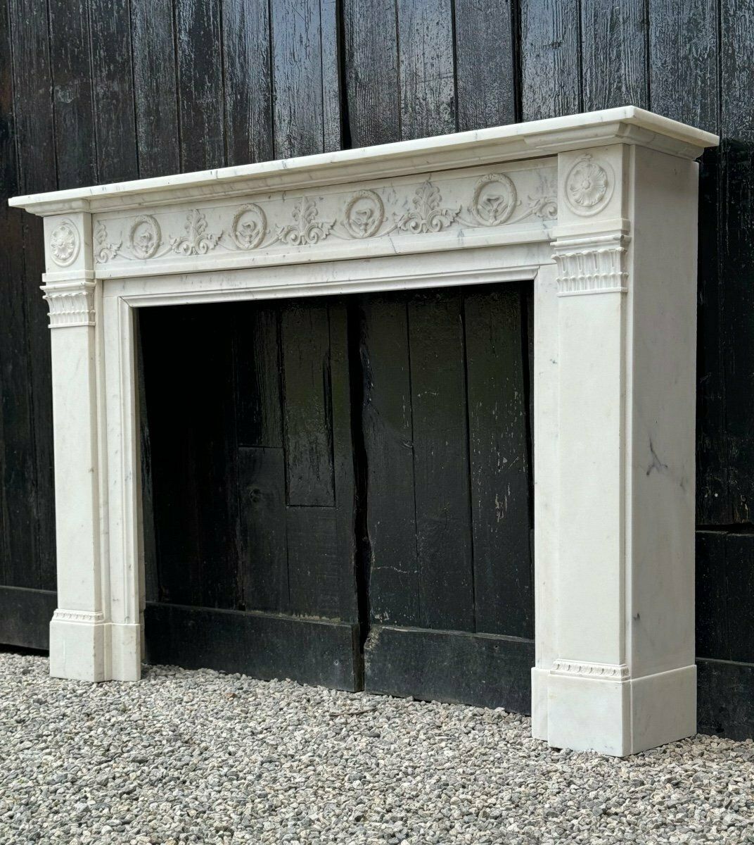 Louis XVI Style Carrara Marble Mantel Circa 1880 photo for sale