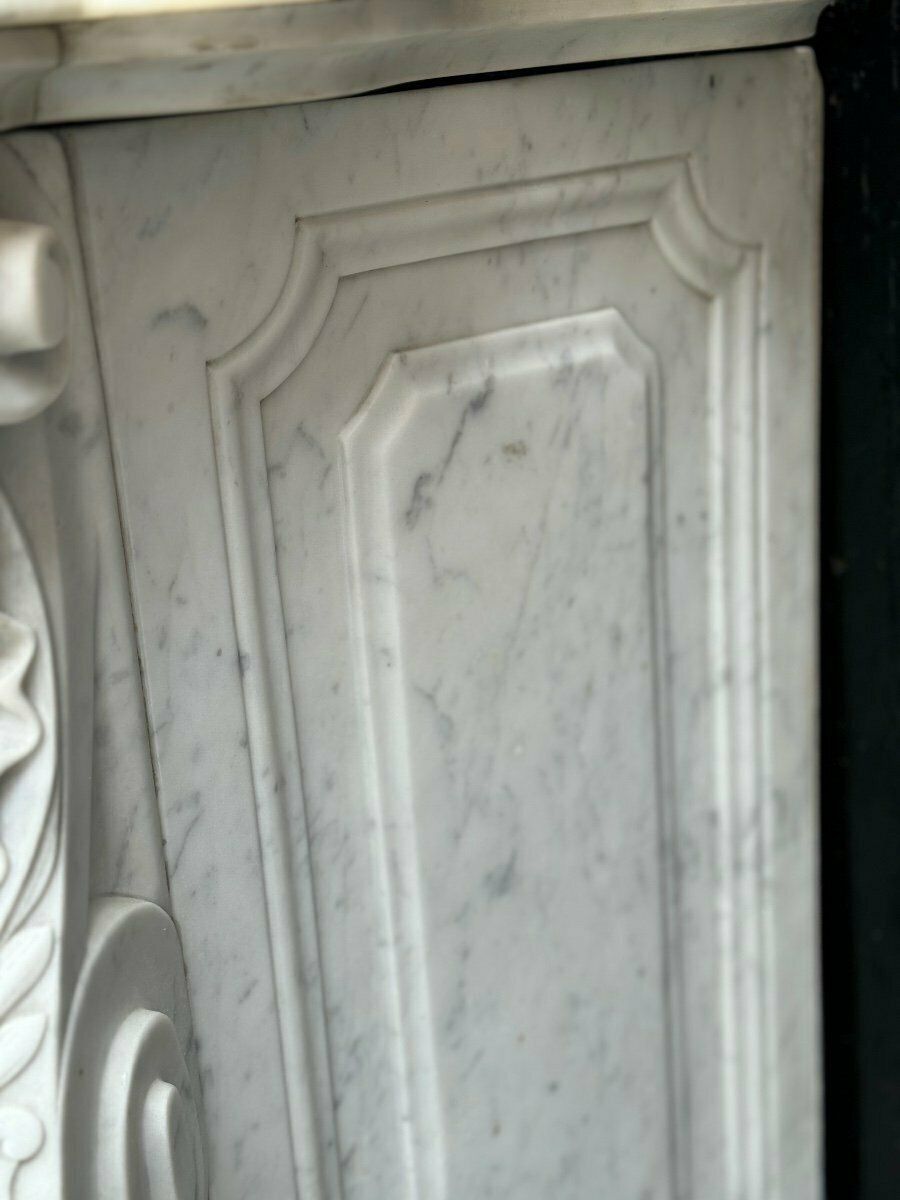Remarkable Louis XV Style Fireplace In White Carrara Marble Circa 1880 photo buy