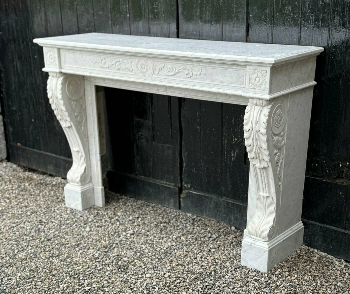 Louis XVI Fireplace In White Carrara Marble Circa 1880 photo furniture