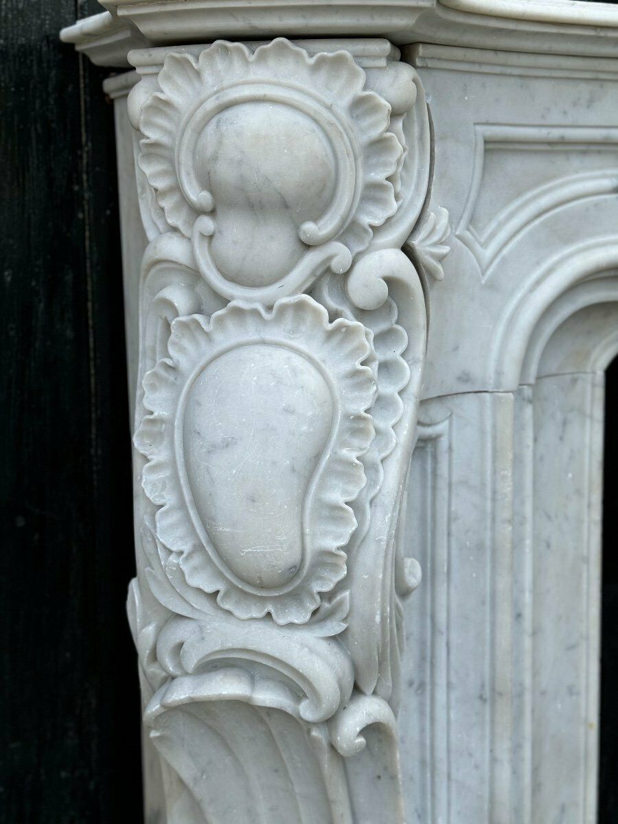 Impressive Louis XV Style Fireplace In Carrara Marble Circa 1880 photo buy