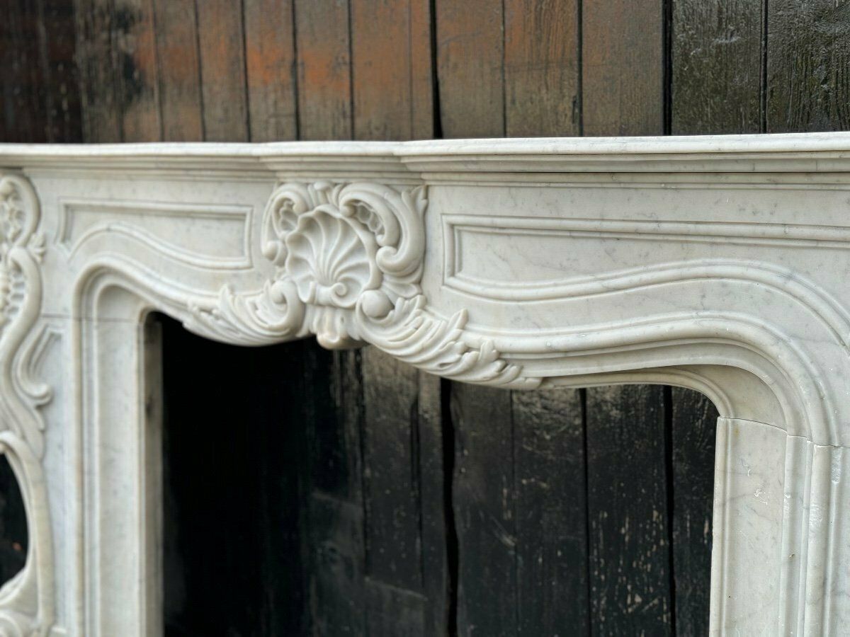 Impressive Louis XV Style Fireplace In Carrara Marble Circa 1880 photo vintage