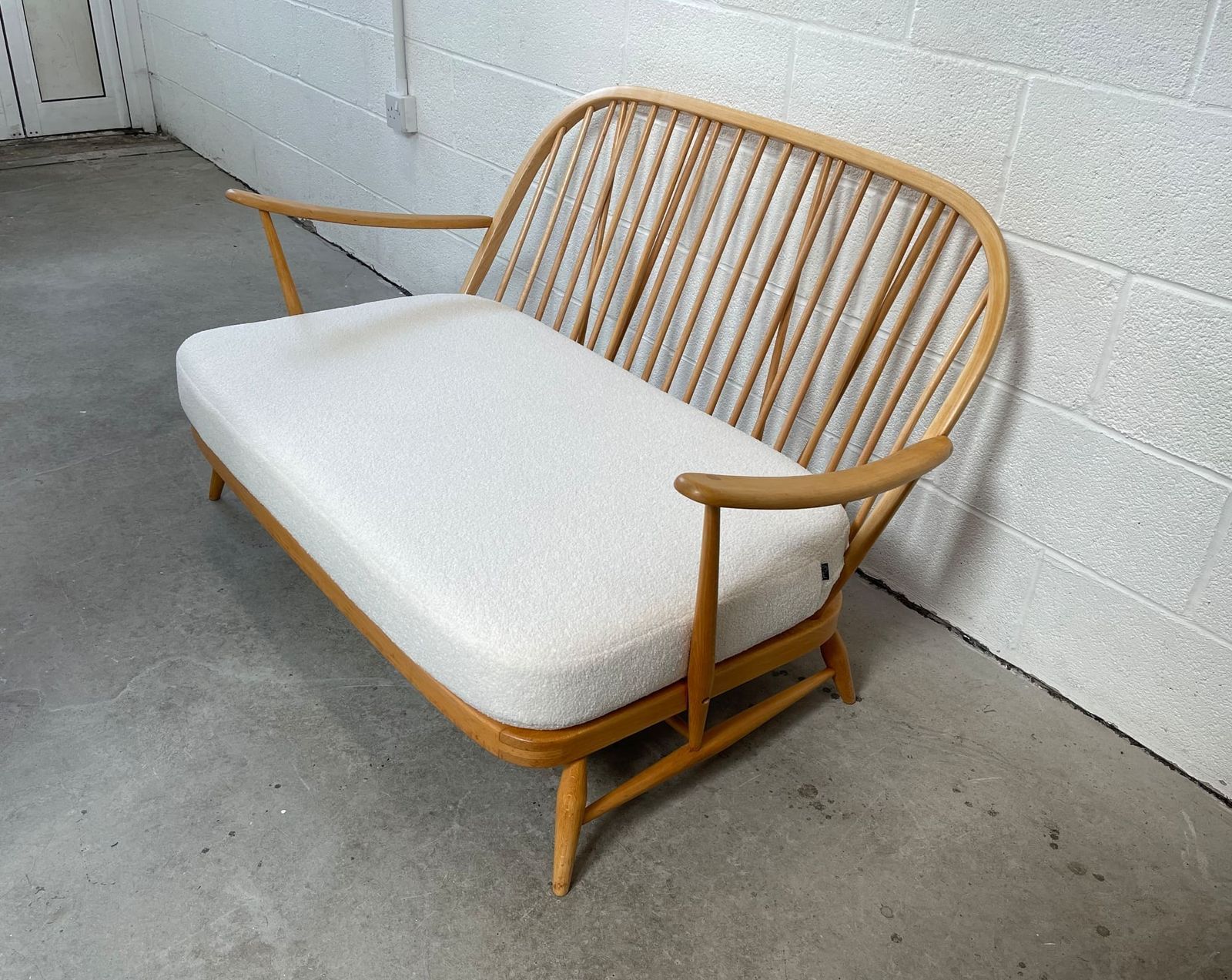 Cushion In Ivory Boucle Fabric To Fit The Ercol 203, 2 Seater. photo Textiles