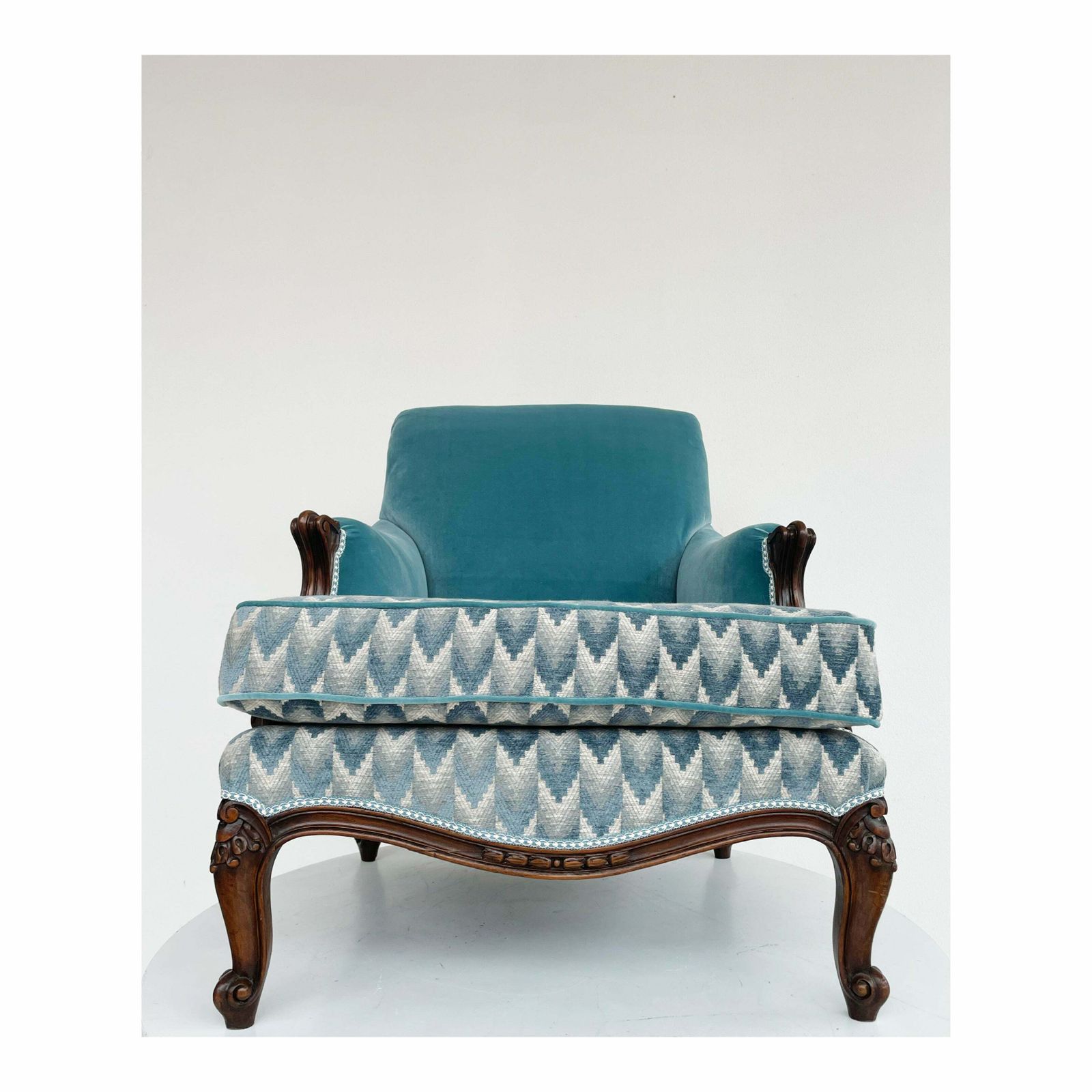 Light Blue And Wood Armchair, 1960s