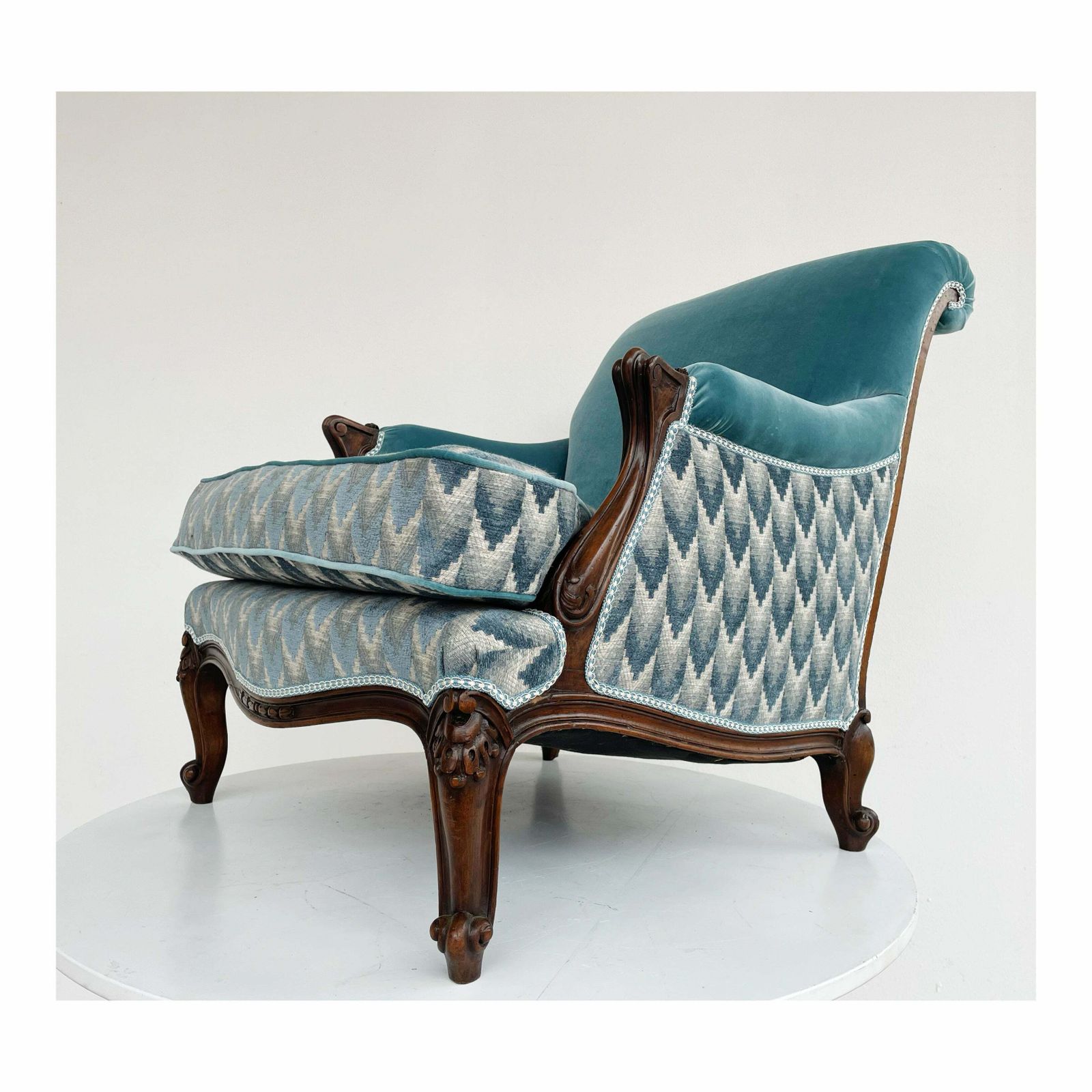 Light Blue And Wood Armchair, 1960s photo furniture
