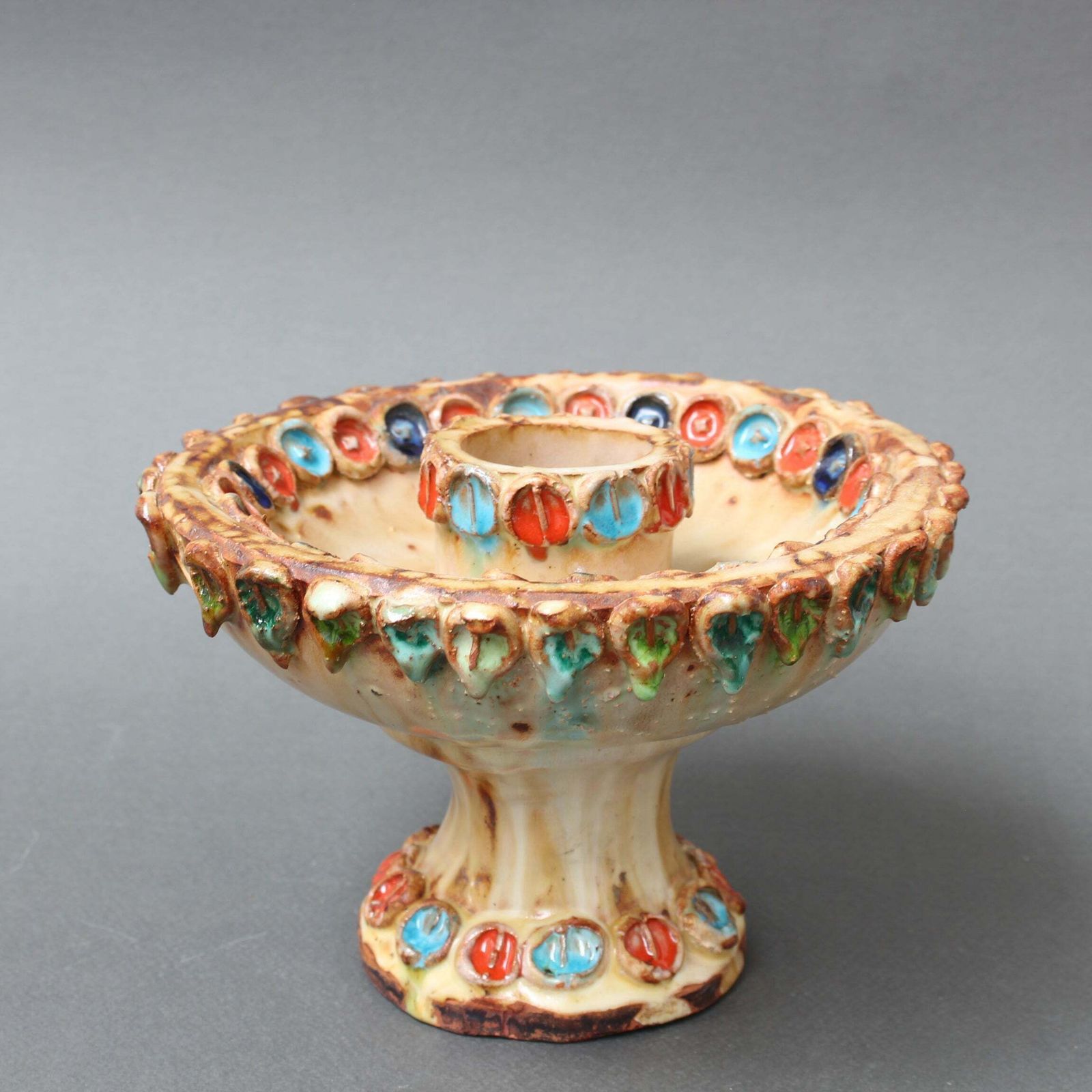 Vintage French Ceramic Candle Holder By La Roue Circa 1960s photo furniture