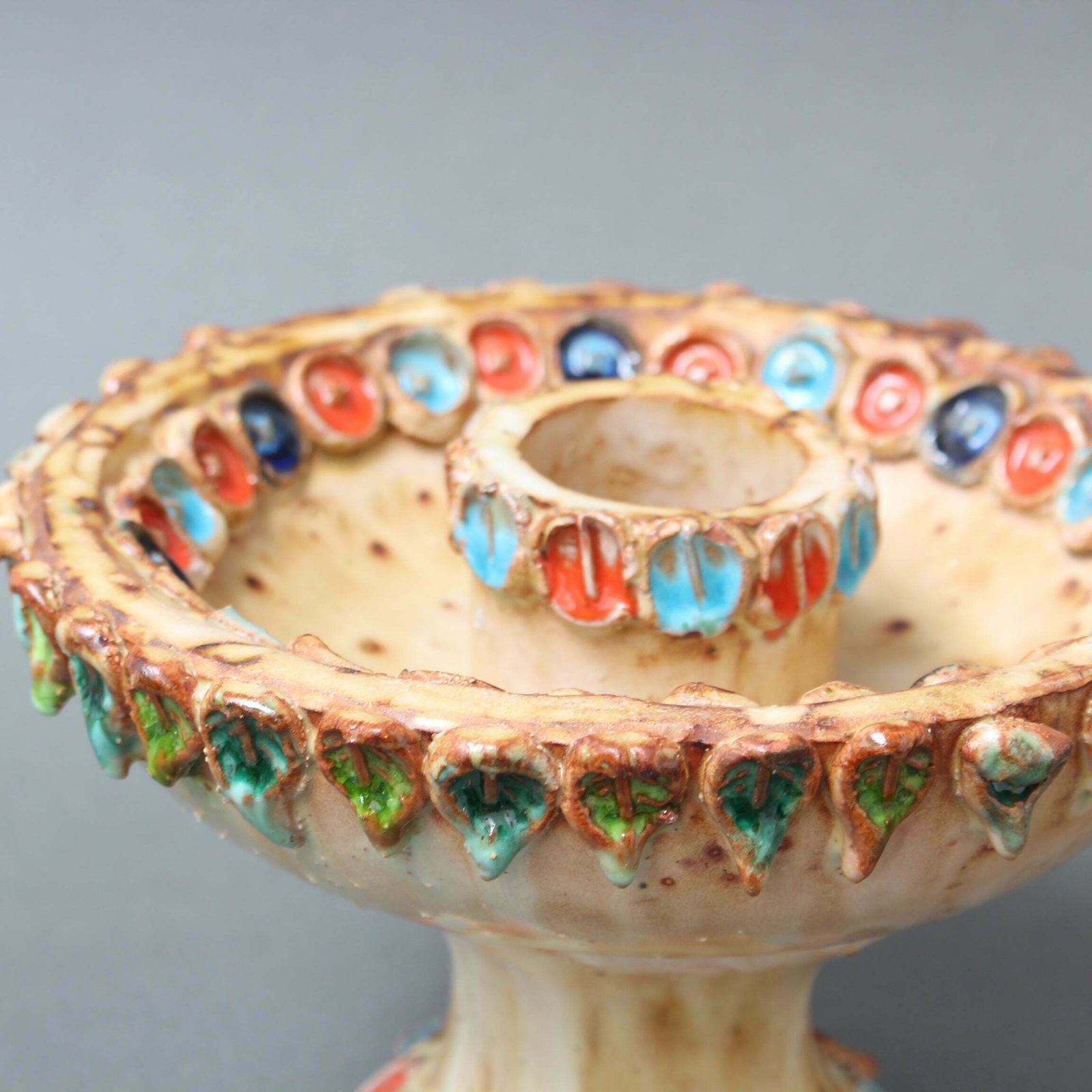 360.0 Vintage French Ceramic Candle Holder By La Roue Circa 1960s photo