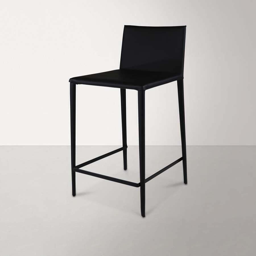 Arper: Norma Black Leather Bar Stool   Refurbished photo furniture