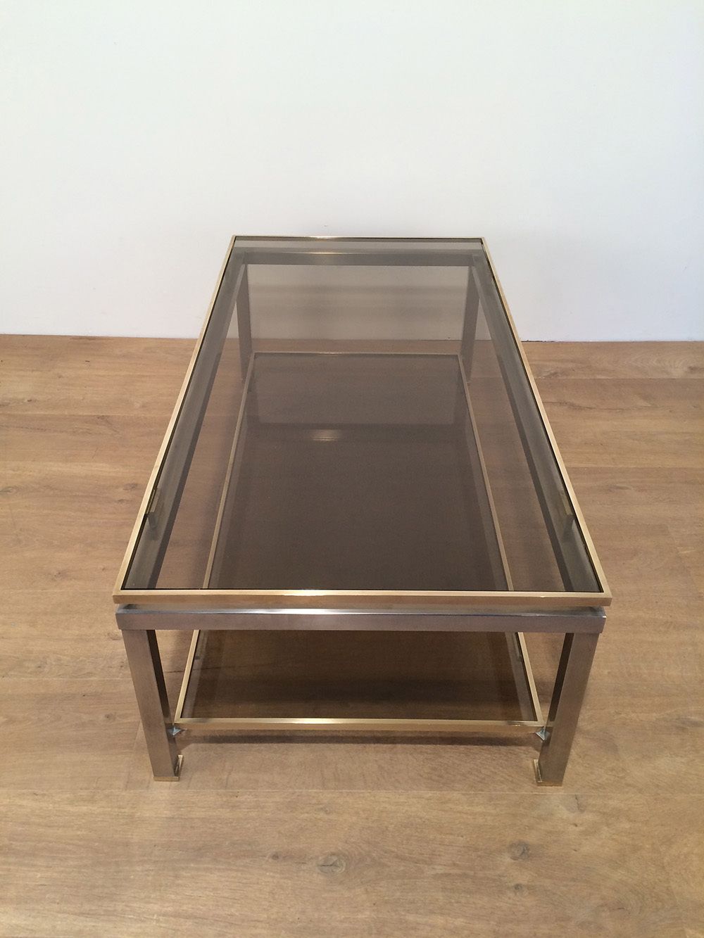 Table Basse à Double Plateau En Acier Brossé Et Laiton De Guy Lefèvre Pour La Maison Jansen photo buy