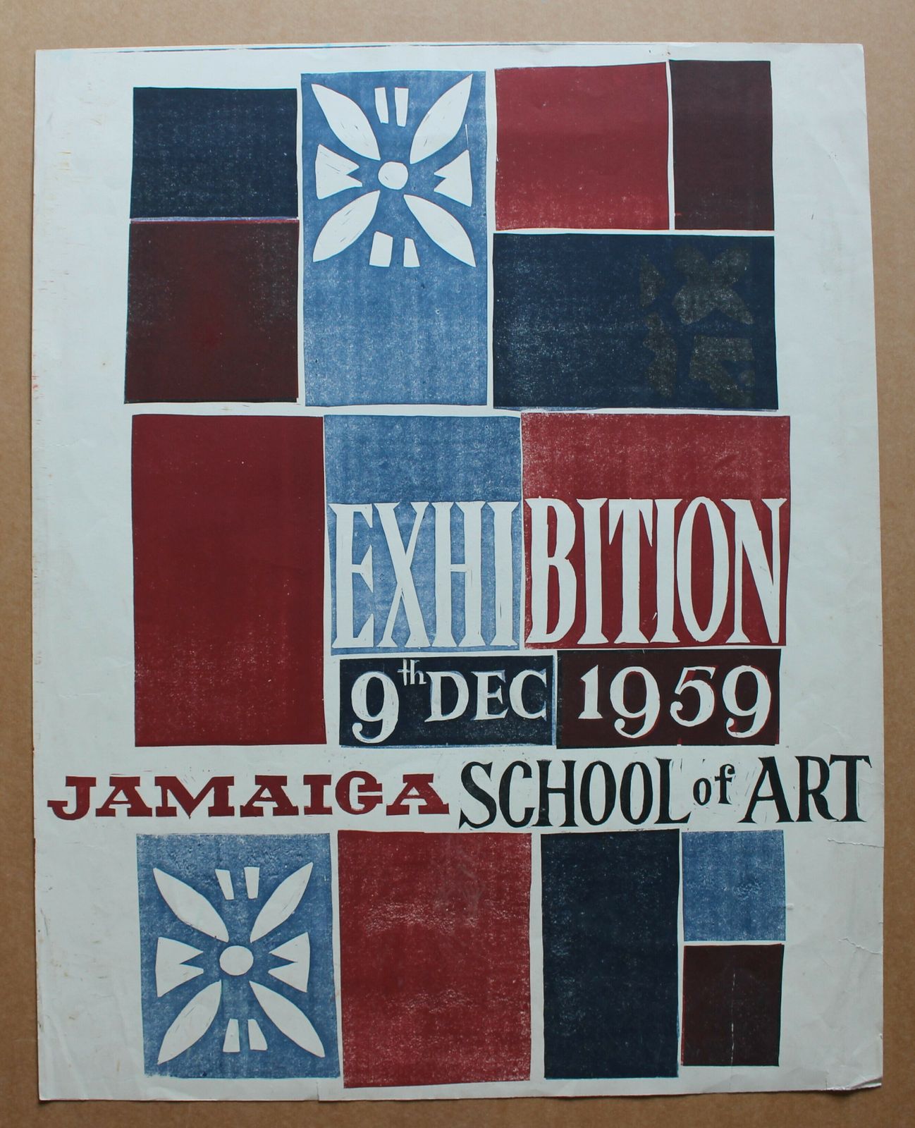 Original Hand Made Poster, 'Exhibition Jamaica School Of Art 9th Dec 1959'