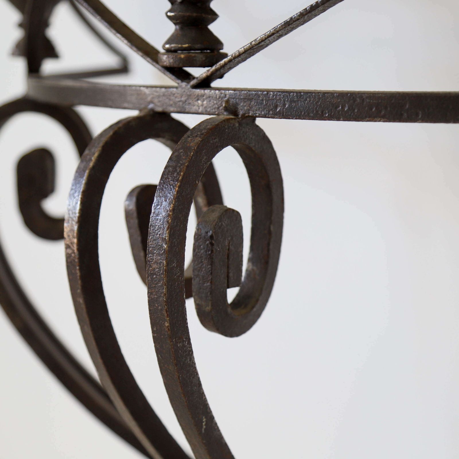 photo vinterior French Mid Century Wrought Iron Demi Lune Console Granite Top